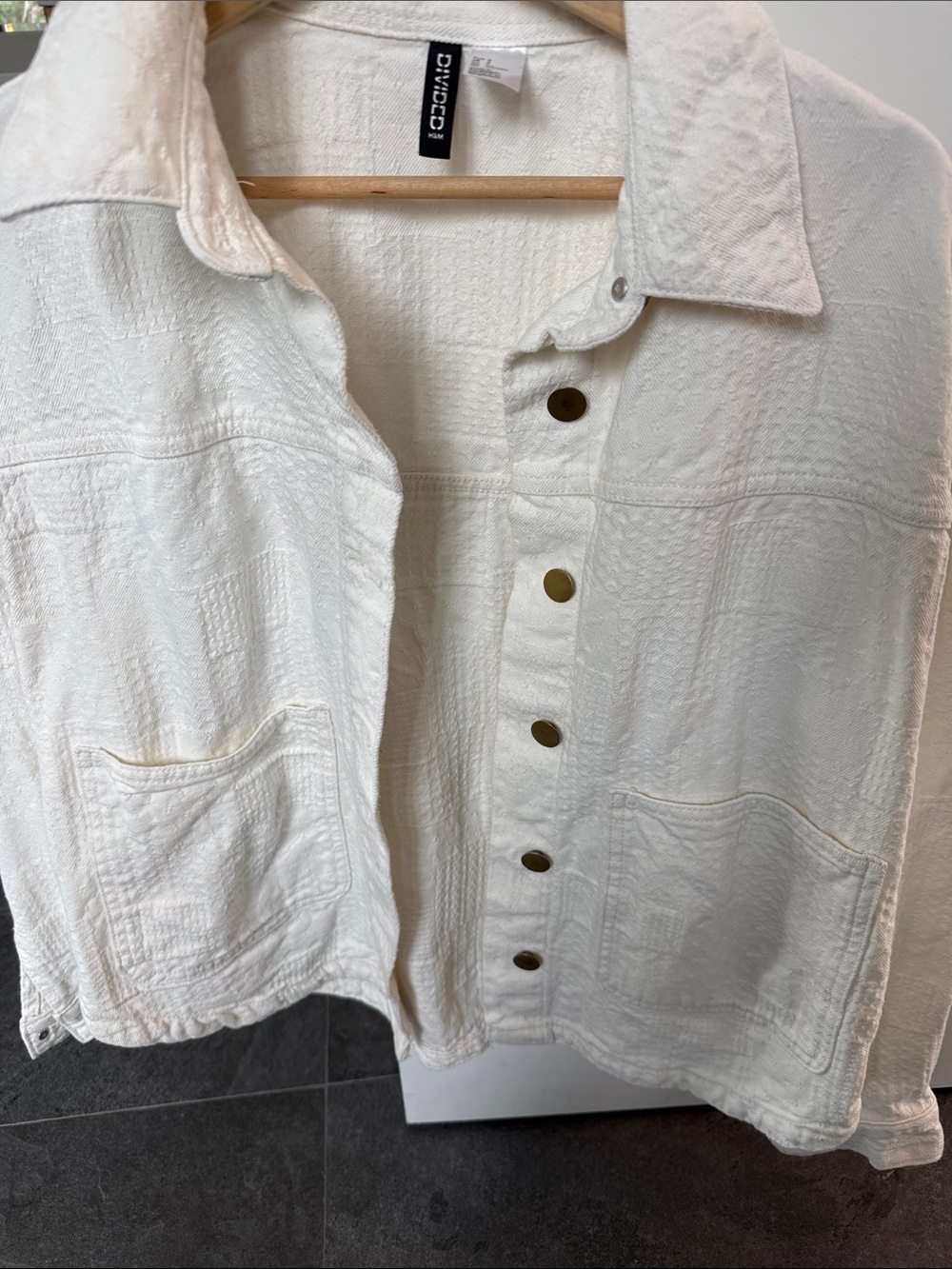 H&M DIVIDED Off-White twill overshirt - Picture 3 of 5